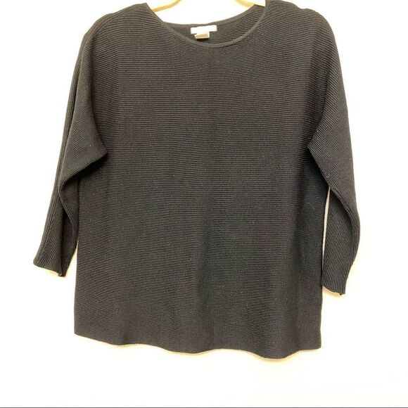 H&M black cropped ribbed wool blend crew neck sweater-S - Picture 1 of 9